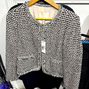 Rebecca Taylor Houndstooth Tweed Jacket Size 8 New Tags